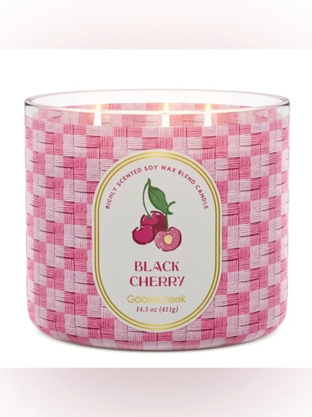 New Goose Creek Black Cherry 3-Wick Scented Candle - Pink